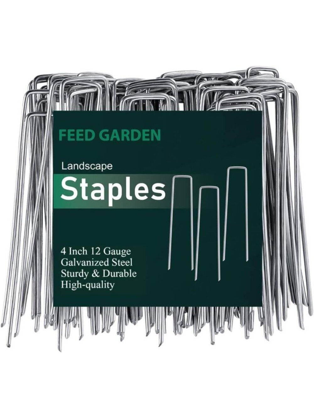 4" Galvanized Landscape Staples - 12 Gauge Anti-Rust Garden Stakes, 500 Pack